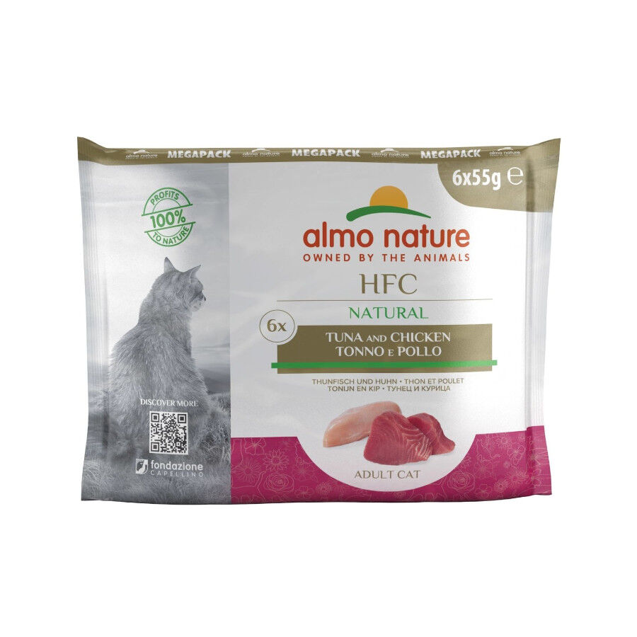 6 sobres x 55 g Almo Nature HFC Natural Recetas Variadas de Atun y Pollo en sobre para gatos - Multipack, , large Imagen numero 1